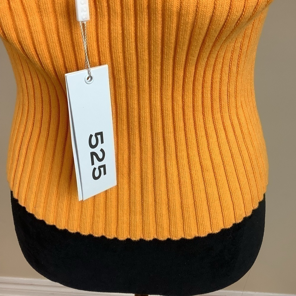 525 ONE SHOULDER FITTED CROPPED RIBBED KNIT YELLOW TOP - Picture 8 of 8